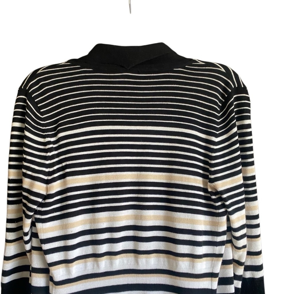 White House Black Market Black/White/Tan Striped Open Cardigan. Size Small - Picture 5 of 8